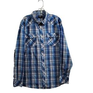 Gioberti Men's Blue Plaid Western Snap Closure Shirt Size 2XL 21324-0664